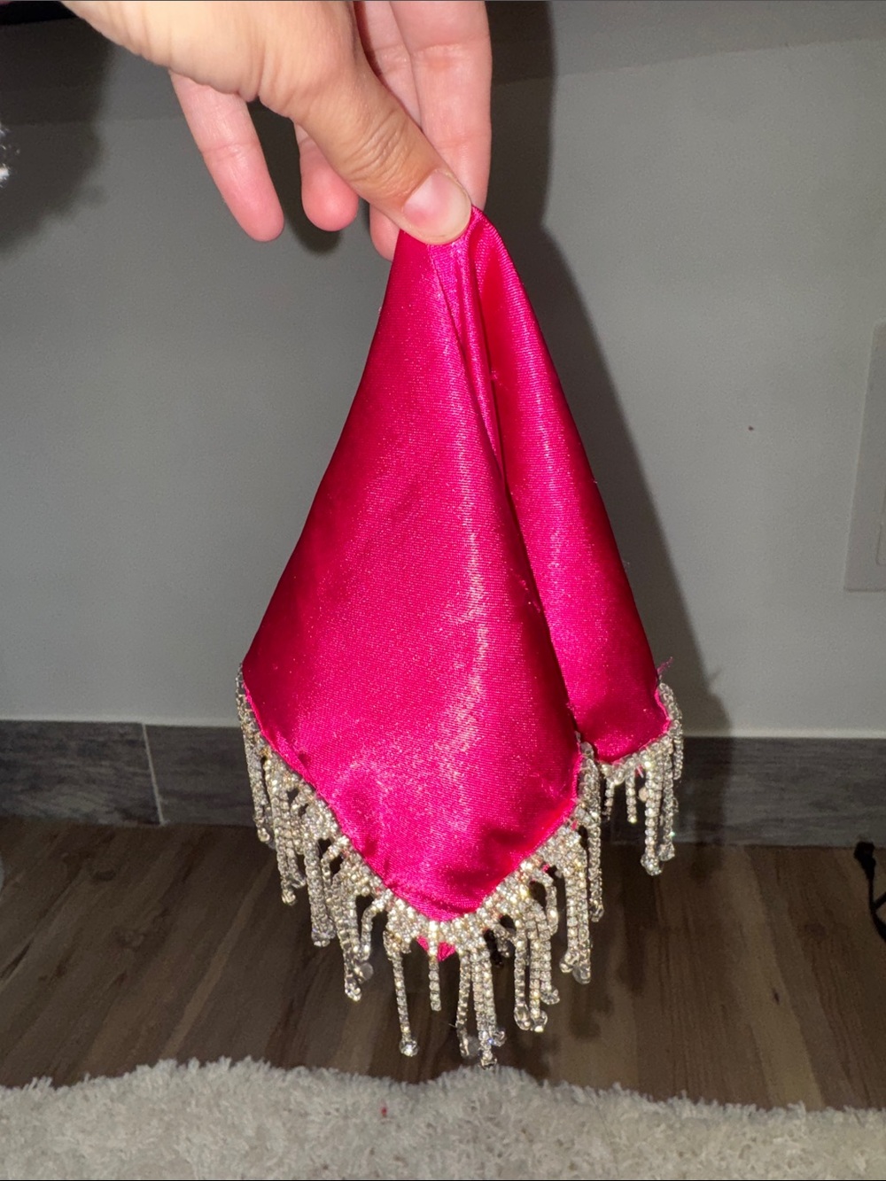 Fuchsia Beaded Edge Satin heavy Mindil - Unbranded